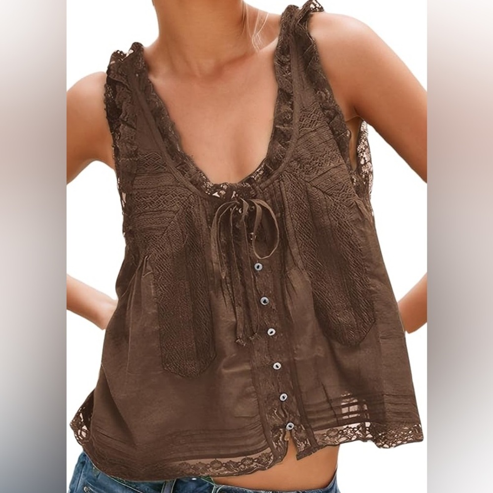 NWTS ROMANTIC LACE TANK TOP (L)